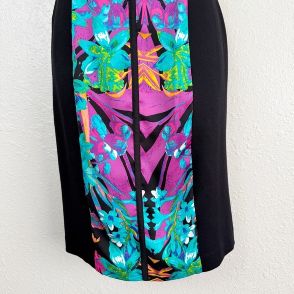 NWT Nicole by Nicole Miller Floral tropical Sheath Dress Black Cutout Back 4 - Picture 4 of 8